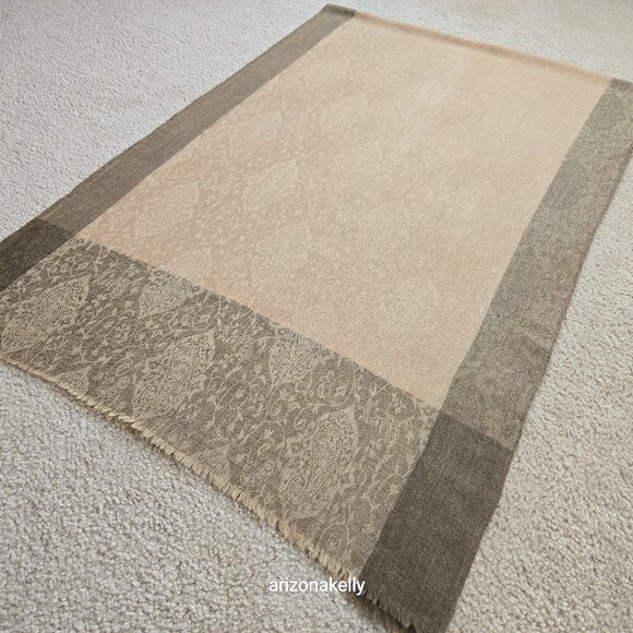 Accessories - NWOT Cashmere Jacquard Lightweight Scarf Tan and Brown